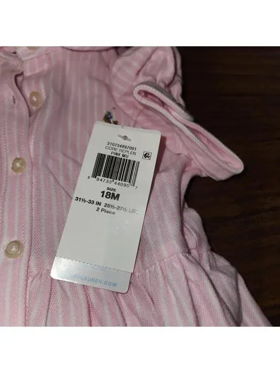 Lot of 2 NEW Polo Raloh Lauren 18 Month Old Girl Summer Dresses w/ Match Shorts - Picture 6 of 12